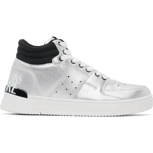 Silberne Lackleder High Top Sneakers , Herren, Größe: 42 EU - Versace Jeans Couture - Modalova