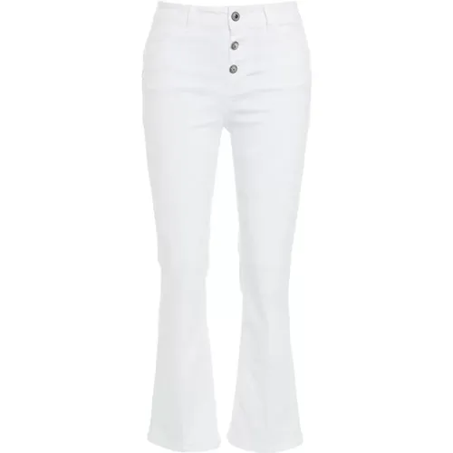 Weiße Jeans für Frauen,Weiße Bootcut Jeans mit Logo-Plakette - Liu Jo - Modalova