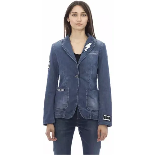 Patchwork Denim Jacke , Damen, Größe: L - Baldinini - Modalova