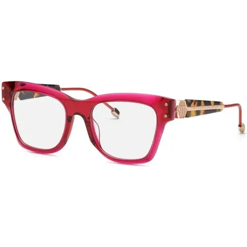 Transparente Rote Brille Stilvoll Trendy , unisex, Größe: 52 MM - Philipp Plein - Modalova