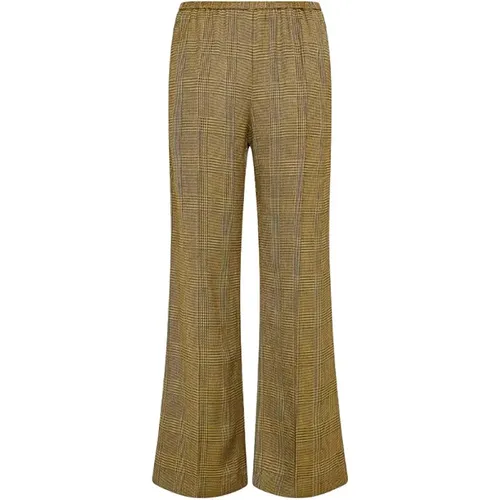 Flared Glen Plaid Trousers , female, Sizes: S - Forte Forte - Modalova