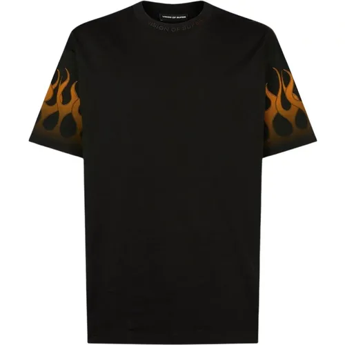 Flame Oversized Cotton T-Shirt , male, Sizes: S, M, XS, L, XL - Vision OF Super - Modalova