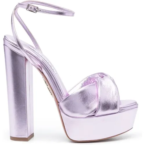 Metallic Platform Sandals with Heel , female, Sizes: 5 1/2 UK - Aquazzura - Modalova