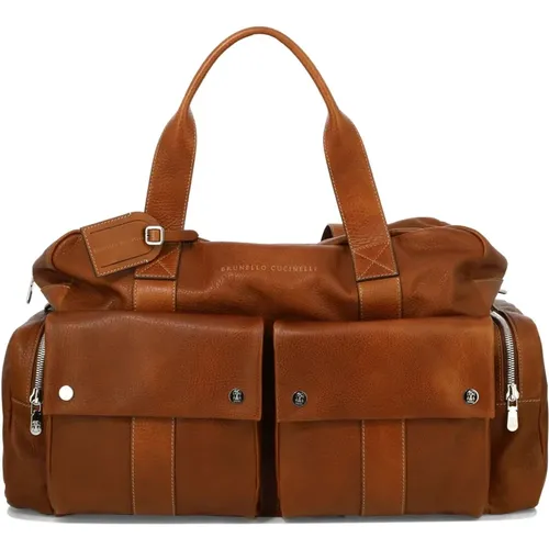 Leisure Leather Duffle Bag , unisex, Sizes: ONE SIZE - BRUNELLO CUCINELLI - Modalova
