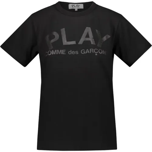 Schwarzes T-Shirt mit schwarzem Logo-Print - Comme des Garçons - Modalova