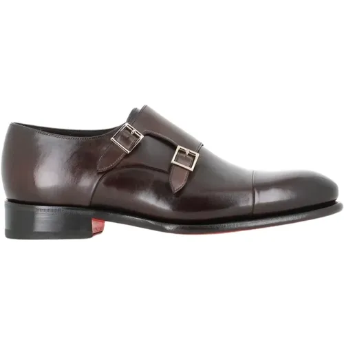 Brushed Leather Flat Shoes , male, Sizes: 8 UK - Santoni - Modalova