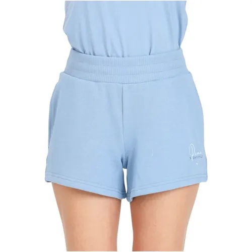 Hellblaue Damen Shorts , Damen, Größe: L - Puma - Modalova