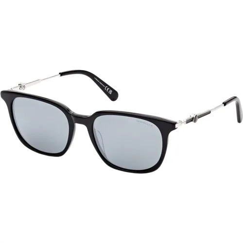 Schwarz/Grau Silberne Sonnenbrille , Herren, Größe: 55 MM - Moncler - Modalova