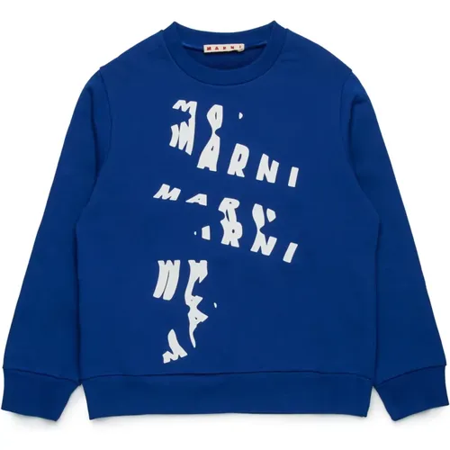 Sweatshirt mit Rundhalsausschnitt und geschmolzenem Logo - Marni - Modalova
