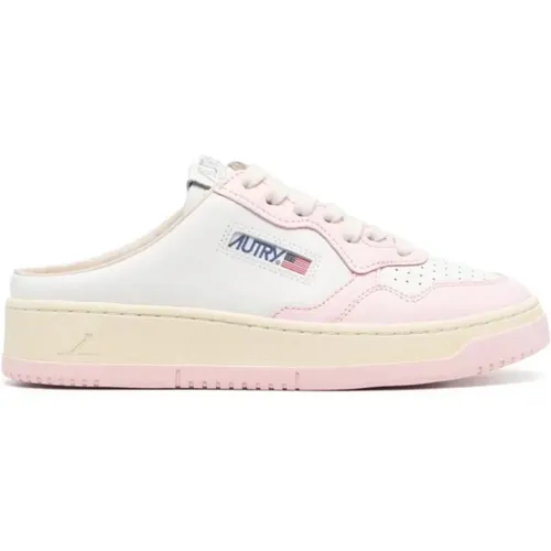 Weiße Mules Sneakers Logo Gummi Leder , Damen, Größe: 37 EU - Autry - Modalova