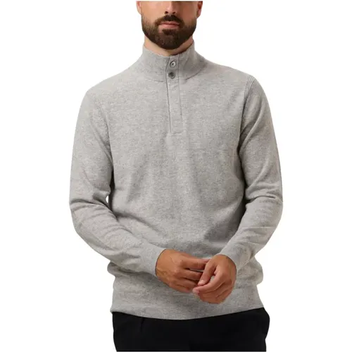 Herren Half Zip Knopf Pullover Sweater,Beige Half Zip Button Pullover Sweater,Casual Half Zip Button Pullover Sweater - Profuomo - Modalova