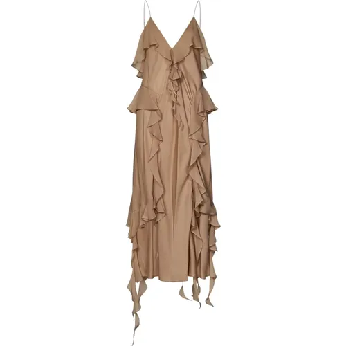 Silk Floor-Length Dress with Spiral Ruffles , female, Sizes: XL, 3XL - Khaite - Modalova