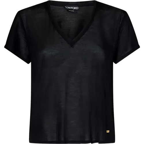 Silk Jersey Logo T-Shirt , female, Sizes: 2XS - Tom Ford - Modalova