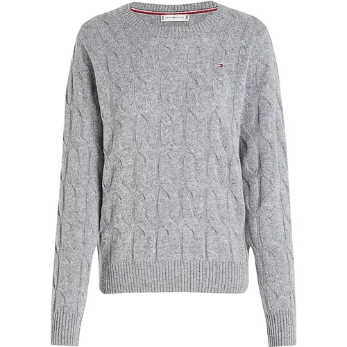 Soft Wool Cable C-Neck Sweater , female, Sizes: M, S, L, XS - Tommy Hilfiger - Modalova