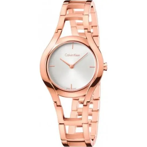 Rose Gold Quartz Watch with White Dial and Steel Case , female, Sizes: ONE SIZE - Calvin Klein - Modalova