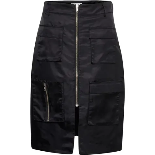 High-Waisted Skirt with Zipper Details , female, Sizes: S, 2XL, L, M, XL - Karen by Simonsen - Modalova