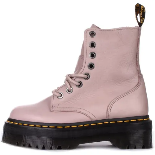 Rosa Leder Stiefeletten mit Reißverschluss , Herren, Größe: 36 EU - Dr. Martens - Modalova