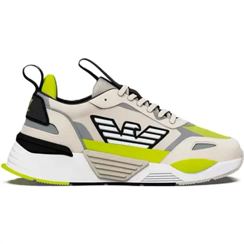 Low Top Running Sneakers - Beige/Lime , male, Sizes: 7 UK, 9 UK, 7 1/2 UK, 10 UK, 6 UK, 8 1/2 UK - Emporio Armani EA7 - Modalova