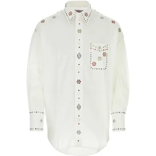 Weißes Popelinehemd,Strass-Shirt - Bluemarble - Modalova