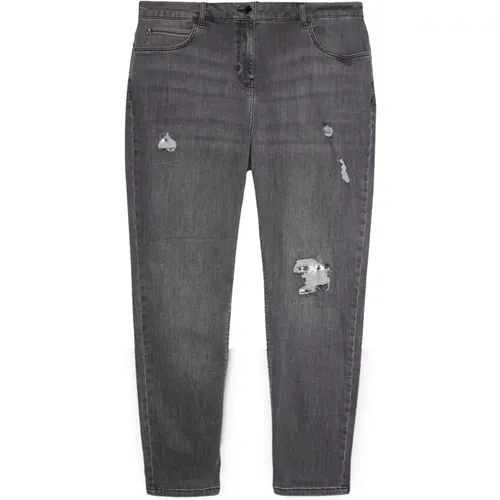 Slim Girlfit Jeans mit Rissen und Pailletten , Damen, Größe: M - Fiorella Rubino - Modalova
