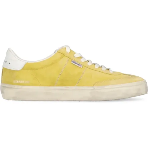 Gelbe Wildleder Sneakers Runde Spitze Logo , Damen, Größe: 36 EU - Golden Goose - Modalova
