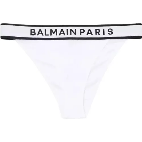 Weiße Logo String Bikini Slips - Balmain - Modalova