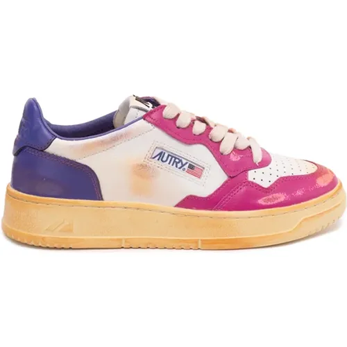 Leather Sneakers in Wht/Pink/Prp , female, Sizes: 3 UK - Autry - Modalova