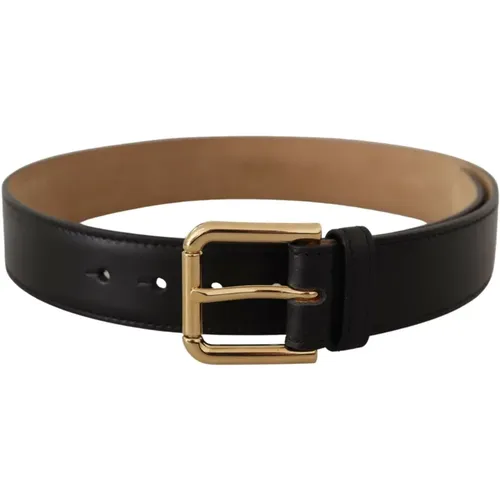 Classic Gold Buckle Leather Belt , female, Sizes: 60 CM - Dolce & Gabbana - Modalova