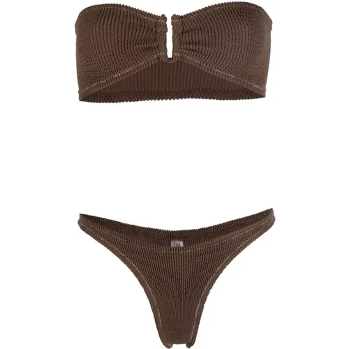 Braunes Texturiertes Bandeau-Bikini-Set , Damen, Größe: ONE Size - Reina Olga - Modalova