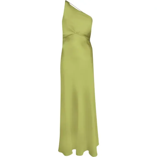Grünes Satin One-Shoulder Kleid - Blanca Vita - Modalova