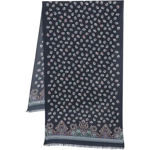 Floral Print Navy Scarf , male, Sizes: ONE SIZE - ETRO - Modalova