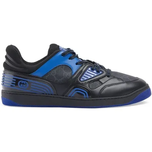 Low-Top Leather Sneakers Black/Blue , male, Sizes: 6 UK, 5 UK - Gucci - Modalova