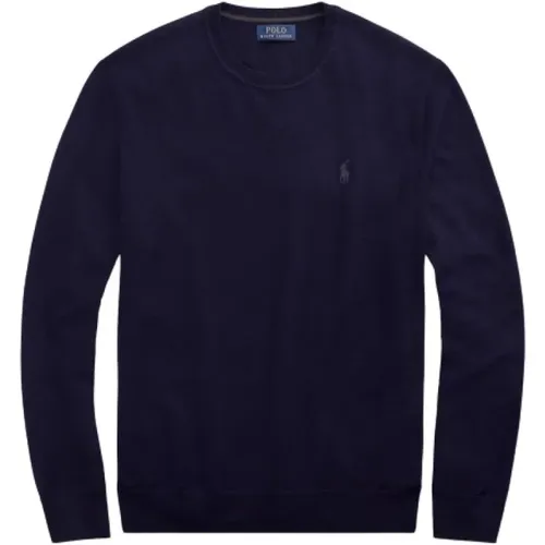 Navy Merino Wool Round Neck Sweater , male, Sizes: XL - Polo Ralph Lauren - Modalova