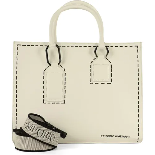 Große Handtasche mit Trompe lOeil-Druck , Damen, Größe: ONE Size - Emporio Armani - Modalova