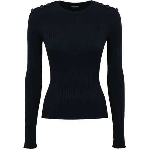 Blauer Viskose Pullover Rippstrick , Damen, Größe: M - Dondup - Modalova