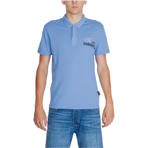 Hellblaues Bedrucktes Poloshirt - Napapijri - Modalova