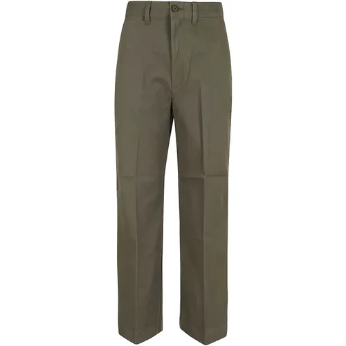 Olive Cropped Flat Front Chinos , female, Sizes: XL, 5XL, M, 2XS, XS, 3XL - Polo Ralph Lauren - Modalova