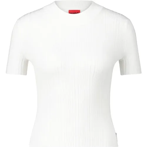 T-Shirt Sarpharim aus Rippstrick , Damen, Größe: L - Hugo Boss - Modalova