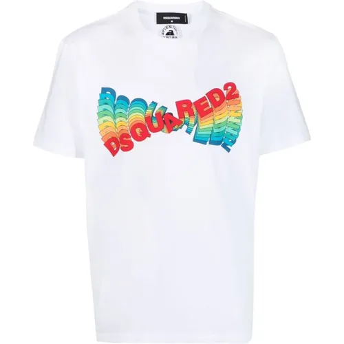 Printed Logo T-shirt , male, Sizes: XL - Dsquared2 - Modalova