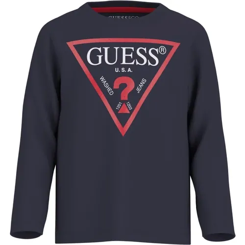 Langarm Baumwoll T-Shirt,Langarm Baumwoll-T-Shirt - Guess - Modalova