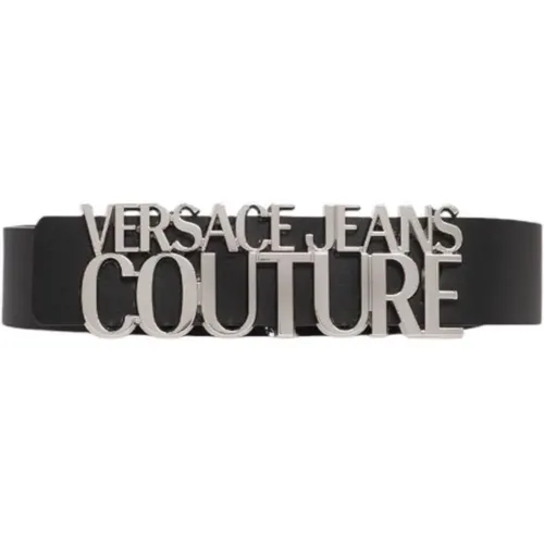 Schwarzer Unisex-Gürtel mit Metalllogo - Versace Jeans Couture - Modalova