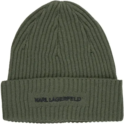 Logo-bestickte Wollmischung Beanie , Herren, Größe: L - Karl Lagerfeld - Modalova