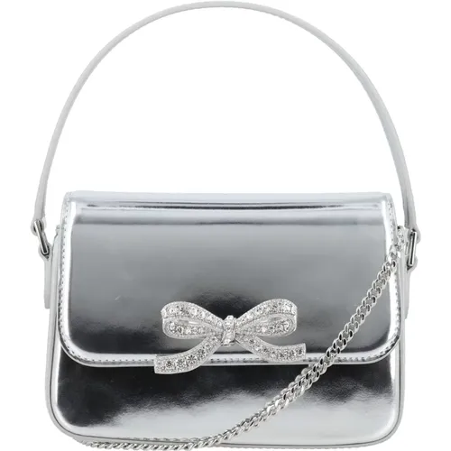 Silver Micro Baguette Handbag , female, Sizes: ONE SIZE - Self Portrait - Modalova