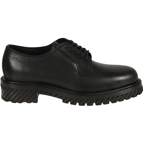 Military Derby Flat Shoes , male, Sizes: 8 UK - Off White - Modalova