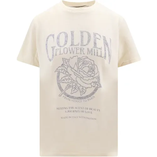 Cotton T-Shirt with Frontal Print , female, Sizes: M, S, XS - Golden Goose - Modalova