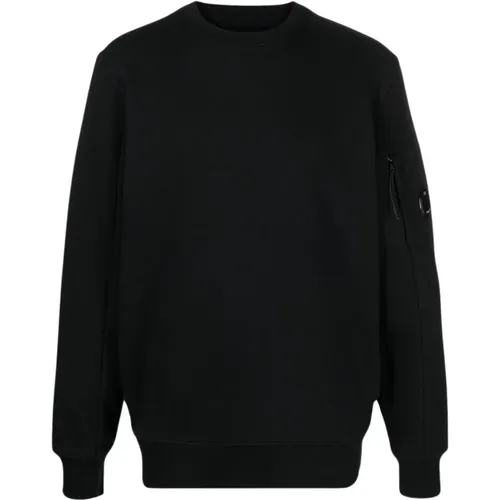 Schwarzer Diagonaler Fleece-Sweatshirt , Herren, Größe: 2XL - C.P. Company - Modalova