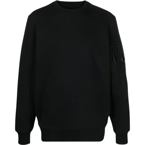 Schwarzer Diagonaler Fleece-Sweatshirt , Herren, Größe: M - C.P. Company - Modalova