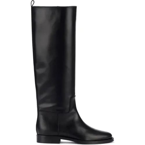 Schwarzer Lederreitstiefel , Damen, Größe: 38 EU - Via Roma 15 - Modalova