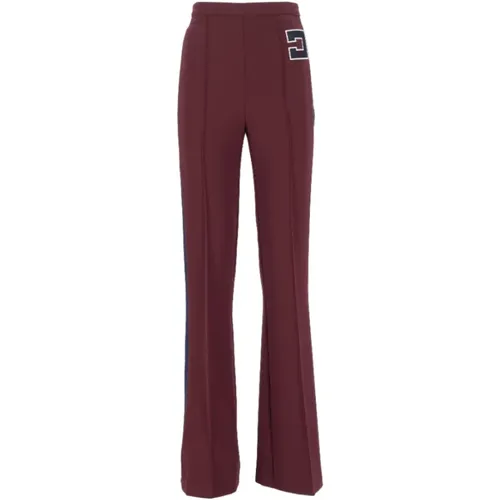 Bordeaux Hose mit Logo-Stickerei - Elisabetta Franchi - Modalova