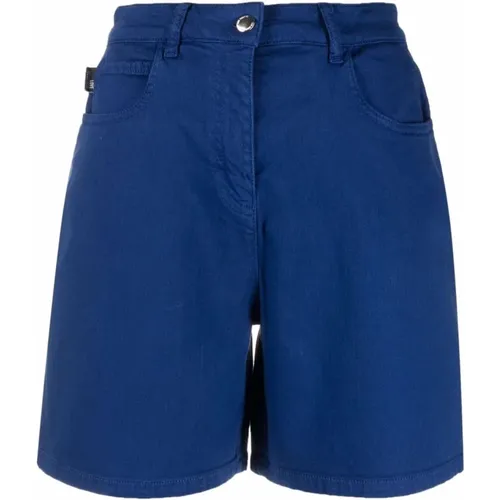 Casual Blaue Baumwoll Elasthan Shorts , Damen, Größe: 2XS - Love Moschino - Modalova